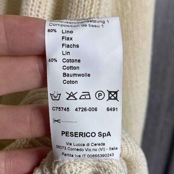 Peserico Cream Open Knit Wool Blend V-Neck Sweater - Picture 4 of 4